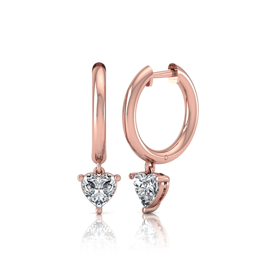 OctaPearl Heart Drop Lab Grown Diamond Huggie Hoop Earrings