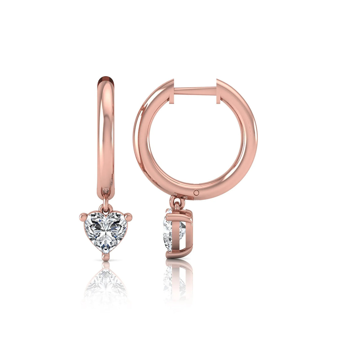 OctaPearl Heart Drop Lab Grown Diamond Huggie Hoop Earrings