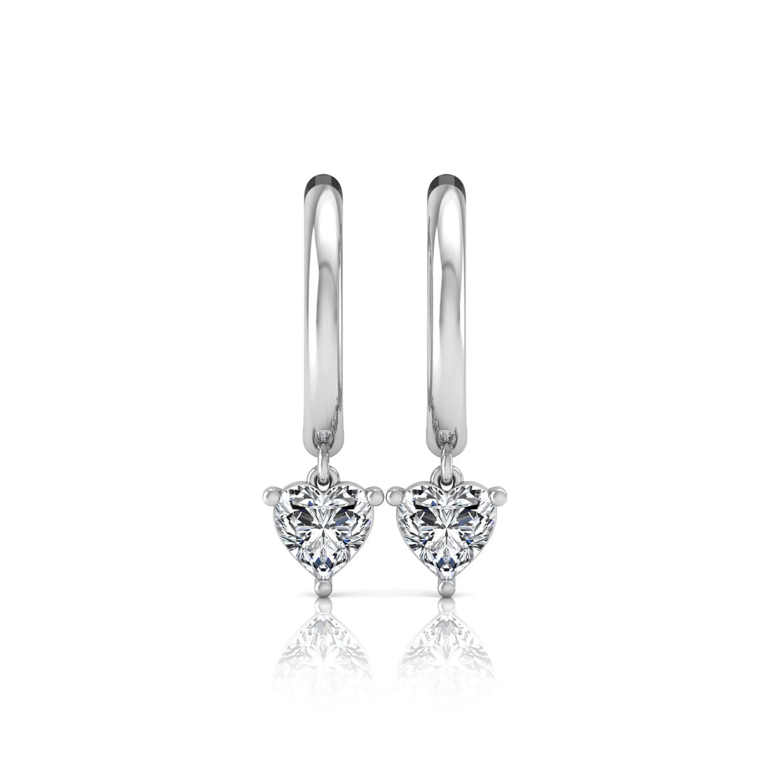 OctaPearl Heart Drop Lab Grown Diamond Huggie Hoop Earrings