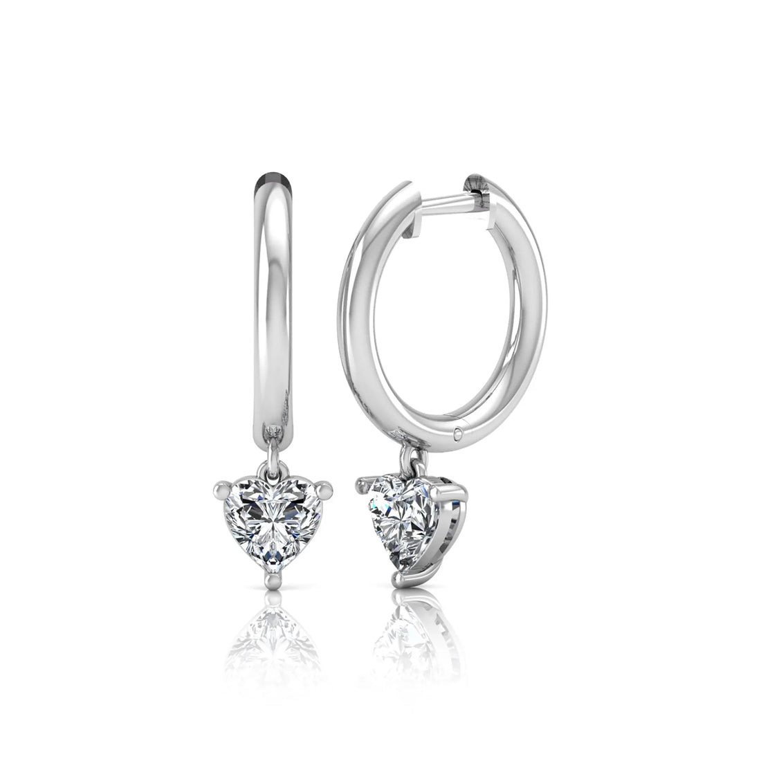 OctaPearl Heart Drop Lab Grown Diamond Huggie Hoop Earrings