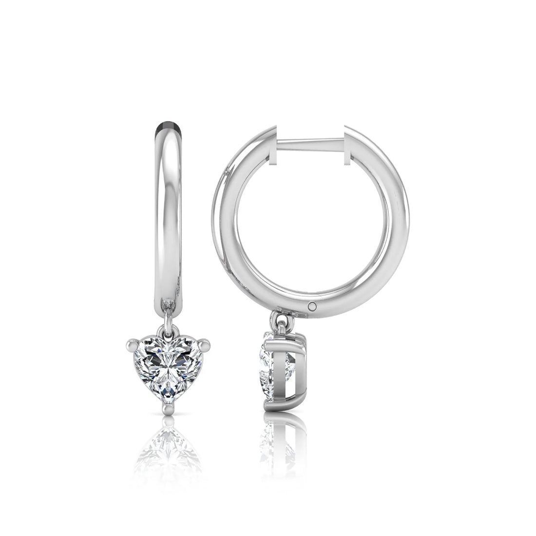OctaPearl Heart Drop Lab Grown Diamond Huggie Hoop Earrings