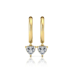 OctaPearl Heart Drop Lab Grown Diamond Huggie Hoop Earrings - alternate view