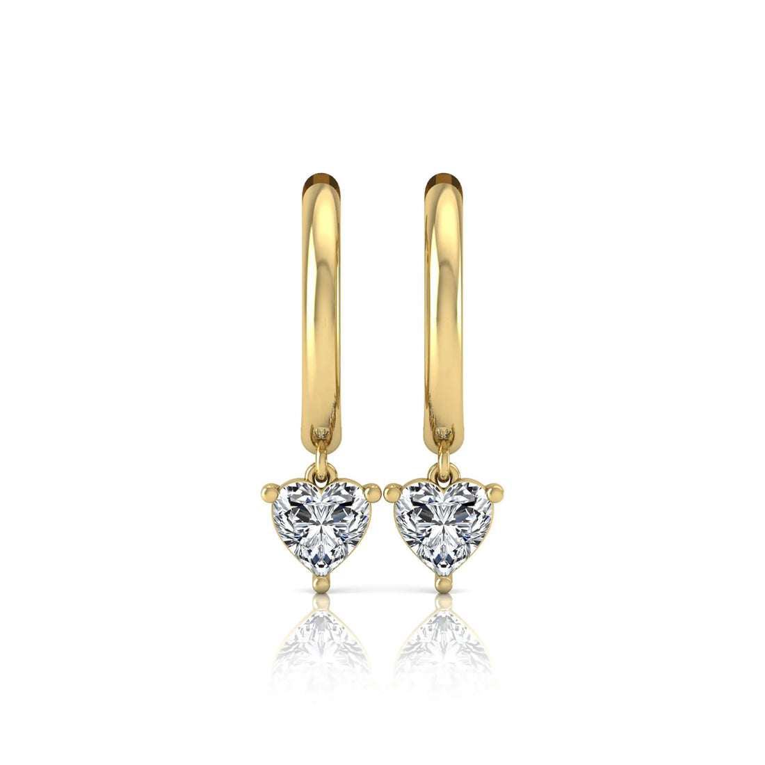 OctaPearl Heart Drop Lab Grown Diamond Huggie Hoop Earrings