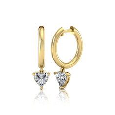 OctaPearl Heart Drop Lab Grown Diamond Huggie Hoop Earrings