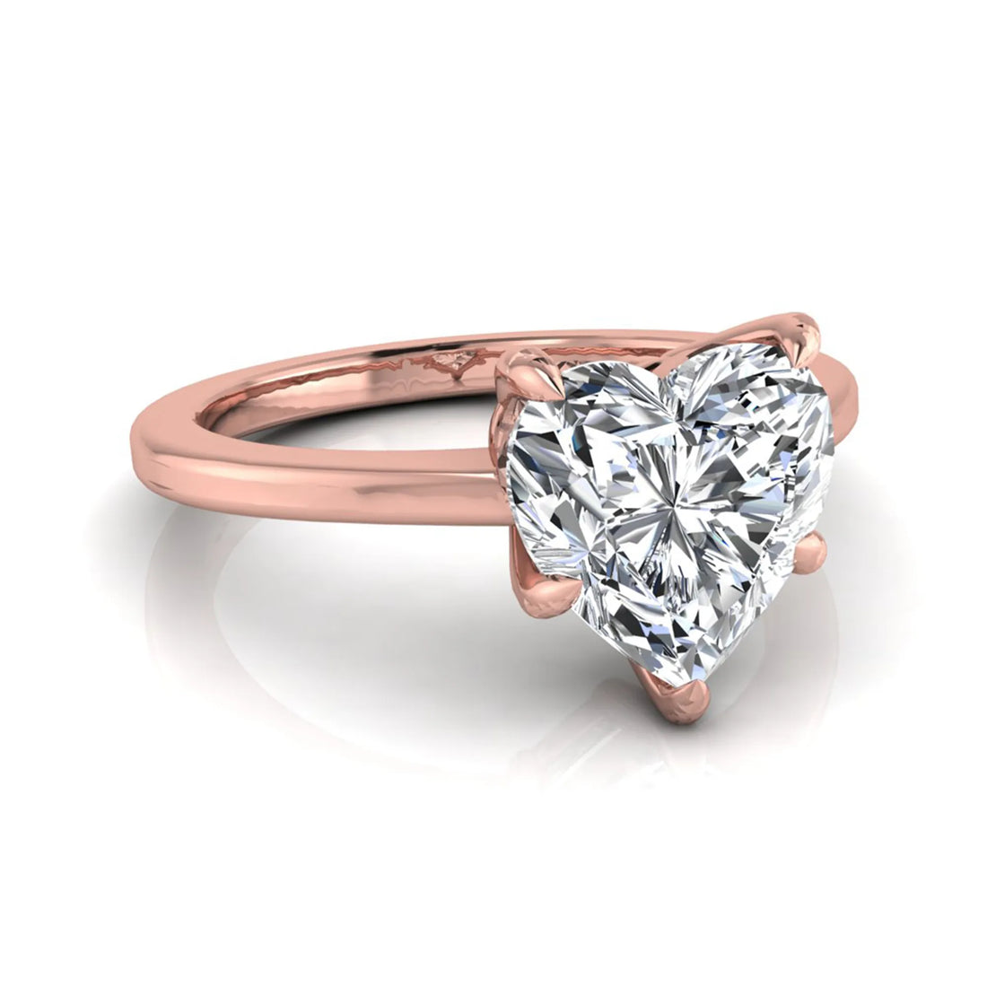 OctaPearl 1.5 ct Heart Five Prong Lab Grown Diamond Solitaire Engagement Ring