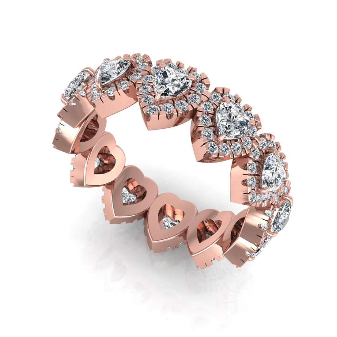OctaPearl Heart Halo Lab Grown Diamond Eternity Band Ring