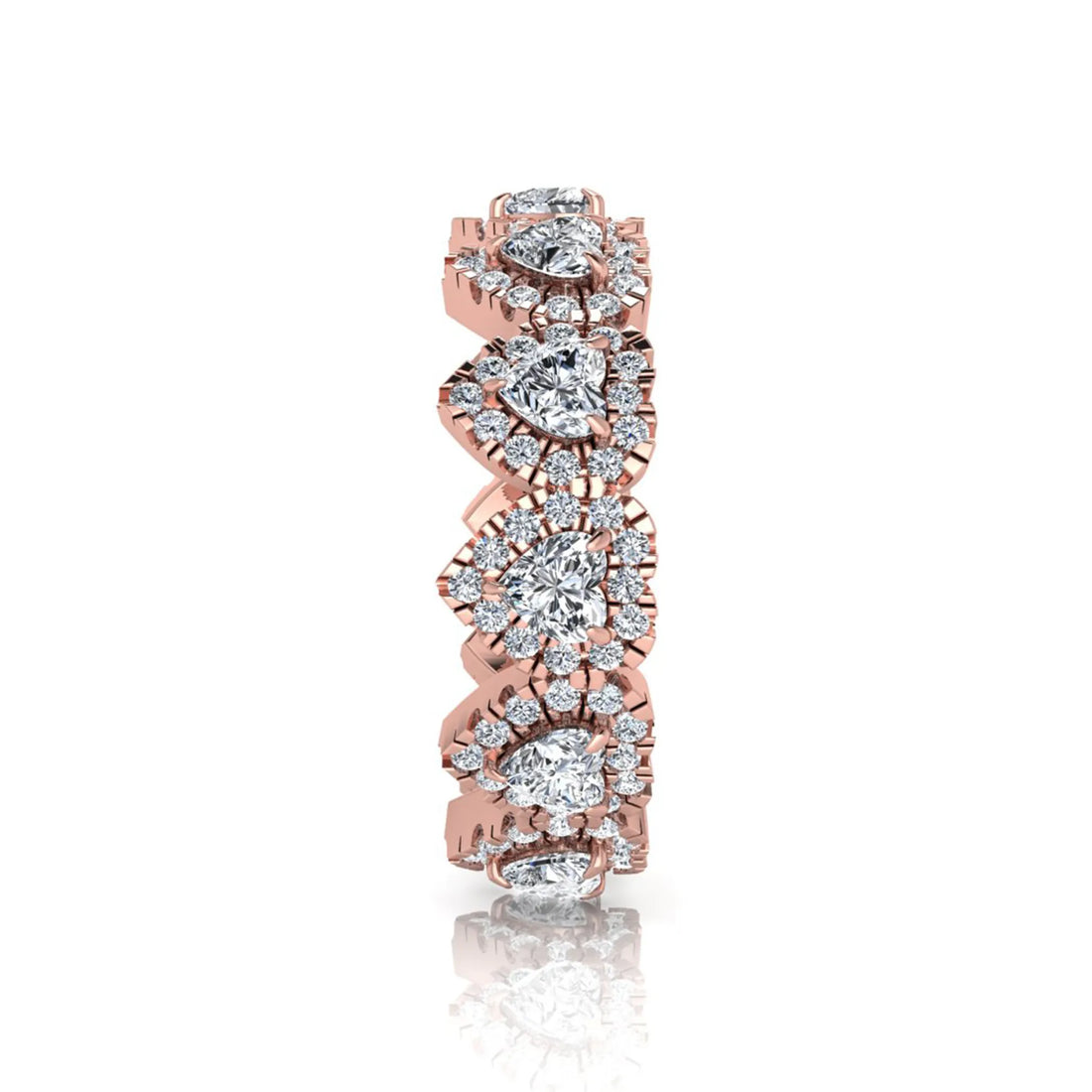 OctaPearl Heart Halo Lab Grown Diamond Eternity Band Ring