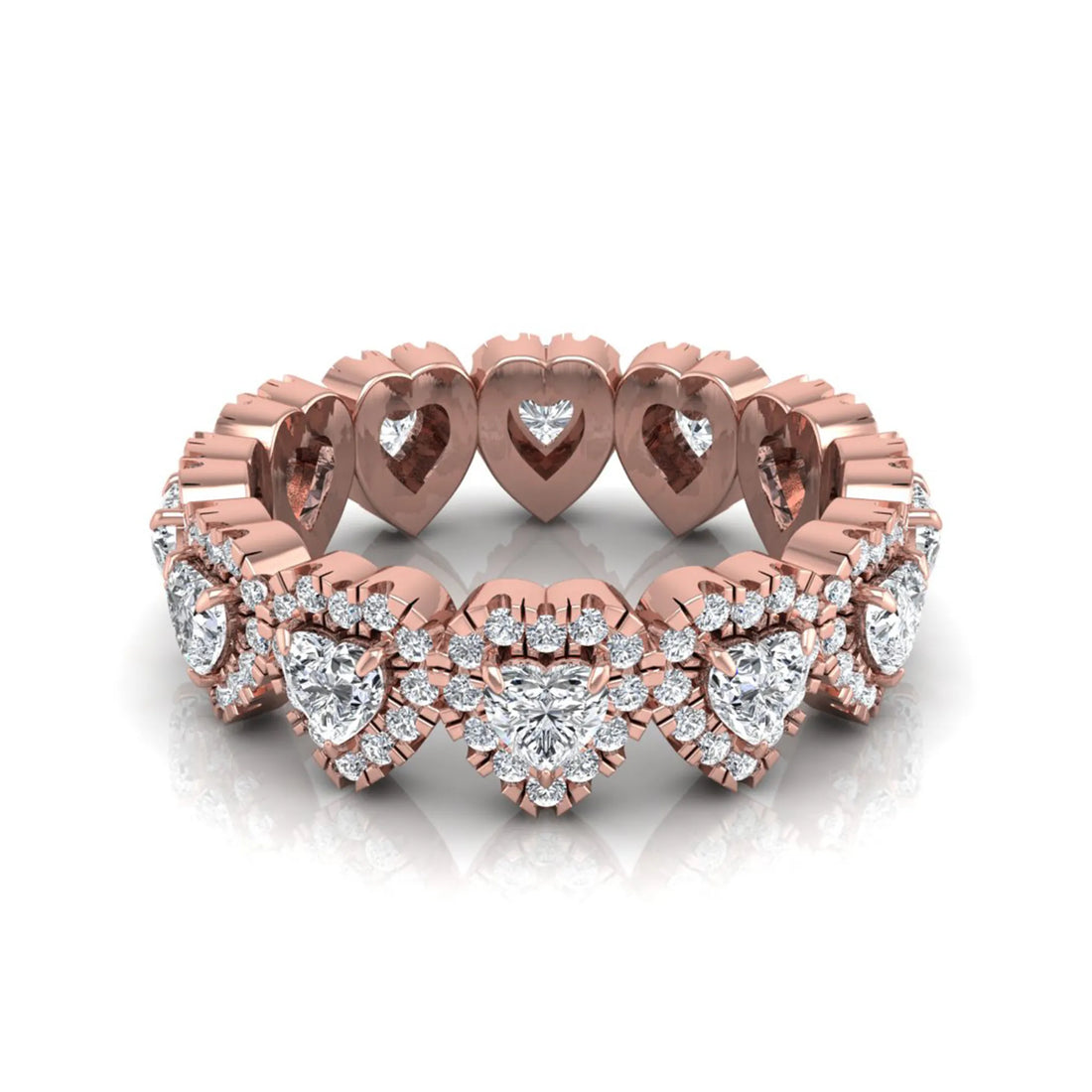 OctaPearl Heart Halo Lab Grown Diamond Eternity Band Ring