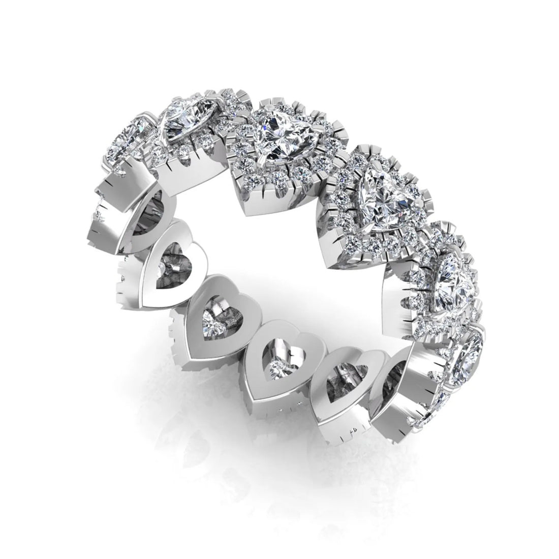 OctaPearl Heart Halo Lab Grown Diamond Eternity Band Ring