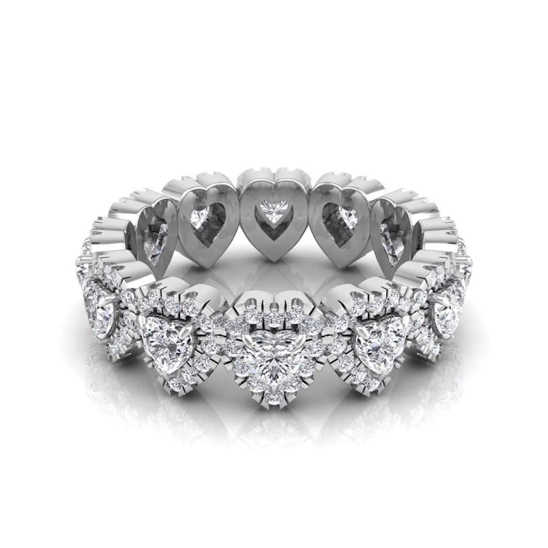 OctaPearl Heart Halo Lab Grown Diamond Eternity Band Ring