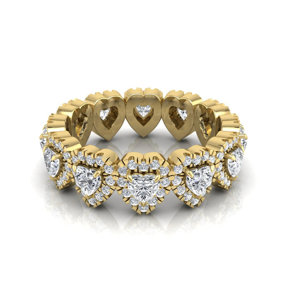 OctaPearl Heart Halo Lab Grown Diamond Eternity Band Ring