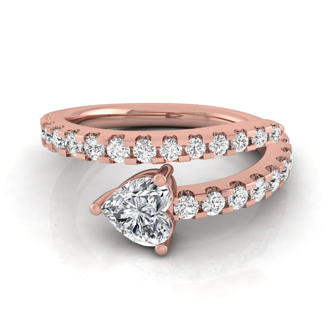 OctaPearl Heart Cut Lab Grown Diamond Pave Bypass Wrap Engagement Ring