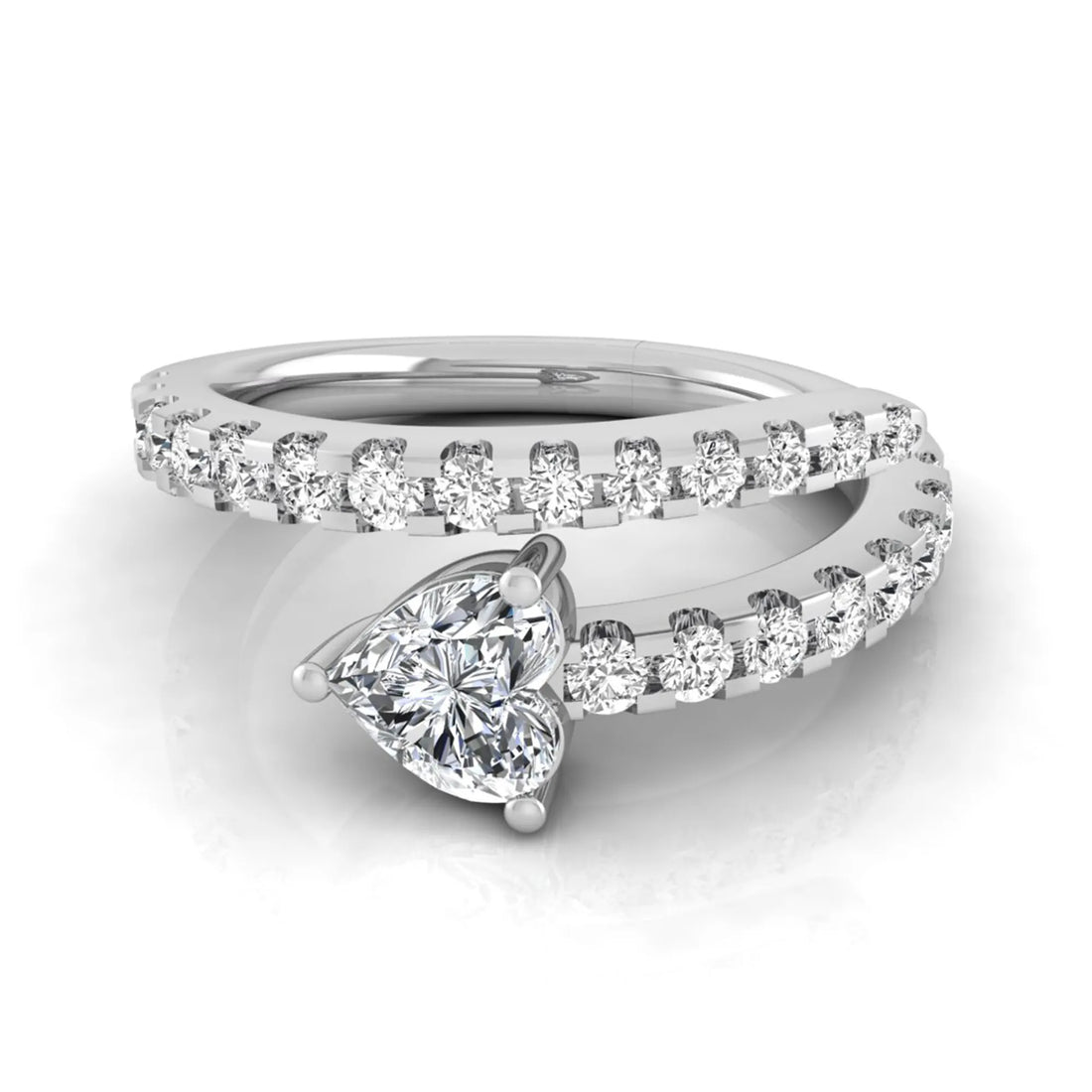 OctaPearl Heart Cut Lab Grown Diamond Pave Bypass Wrap Engagement Ring