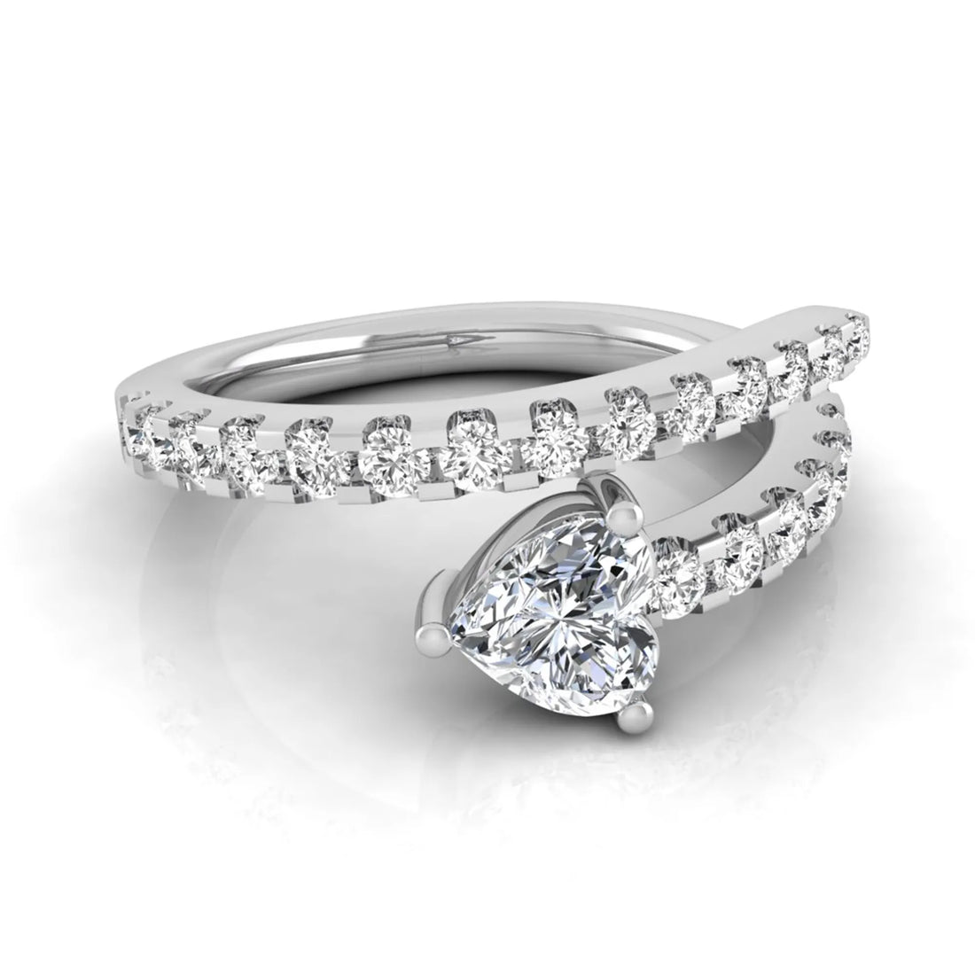 OctaPearl Heart Cut Lab Grown Diamond Pave Bypass Wrap Engagement Ring