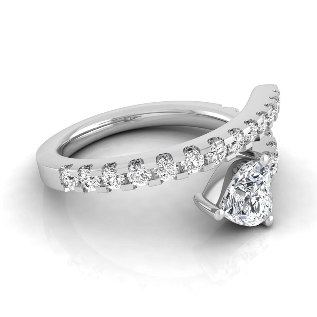 OctaPearl Heart Cut Lab Grown Diamond Pave Bypass Wrap Engagement Ring