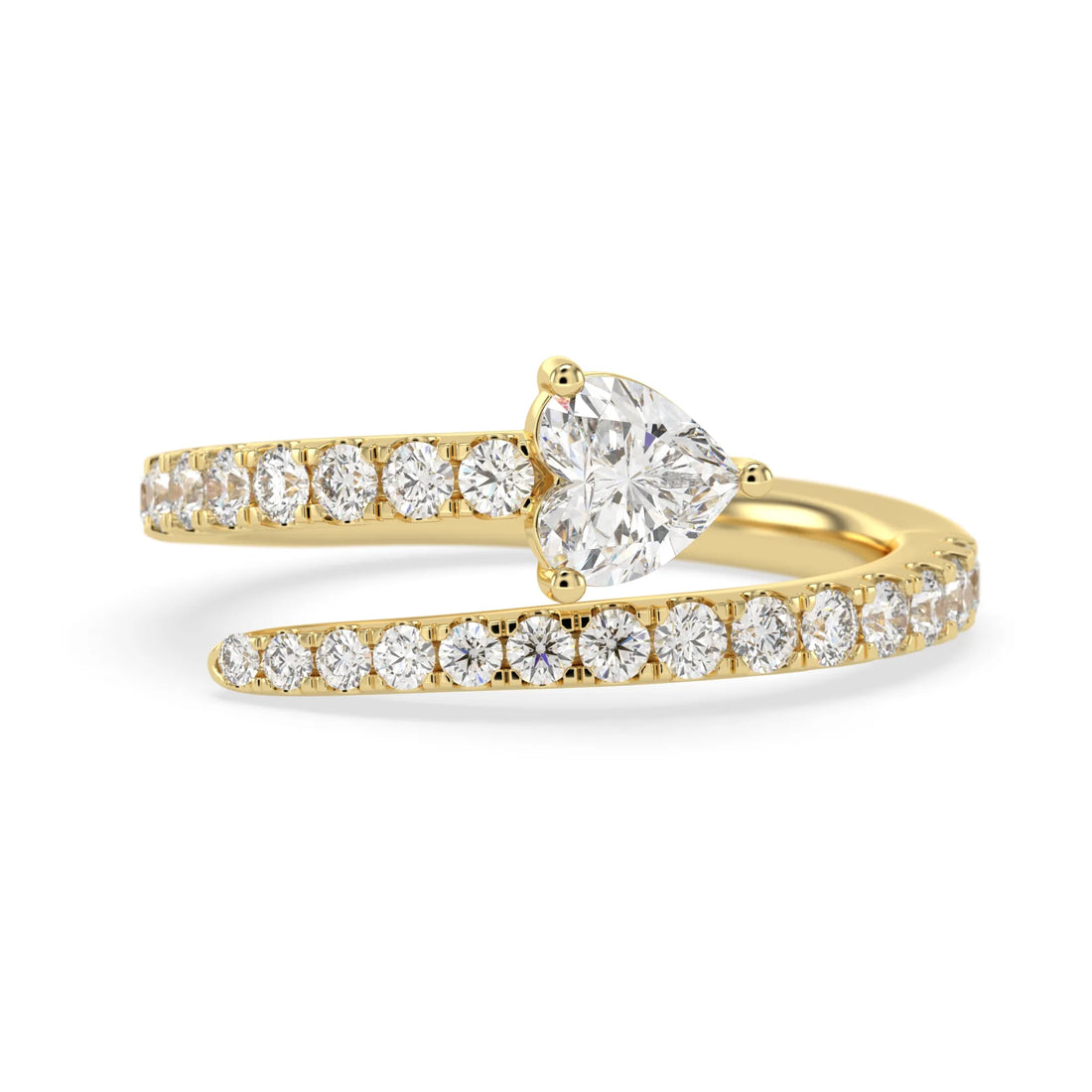 OctaPearl Heart Cut Lab Grown Diamond Pave Bypass Wrap Engagement Ring