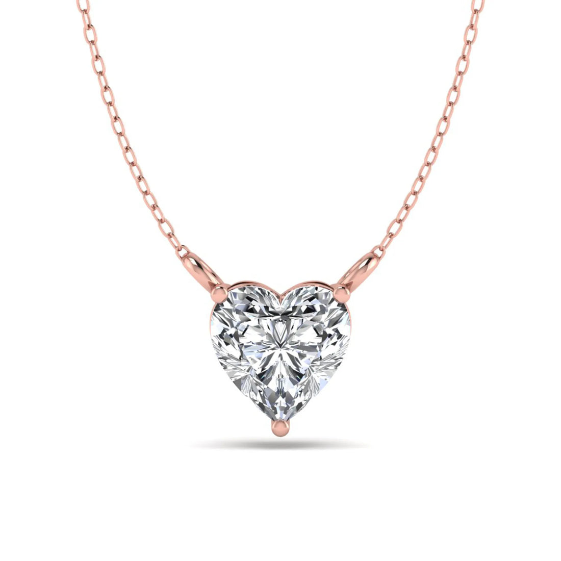 OctaPearl Heart Prong Set Lab Grown Diamond Solitaire Pendant Necklace