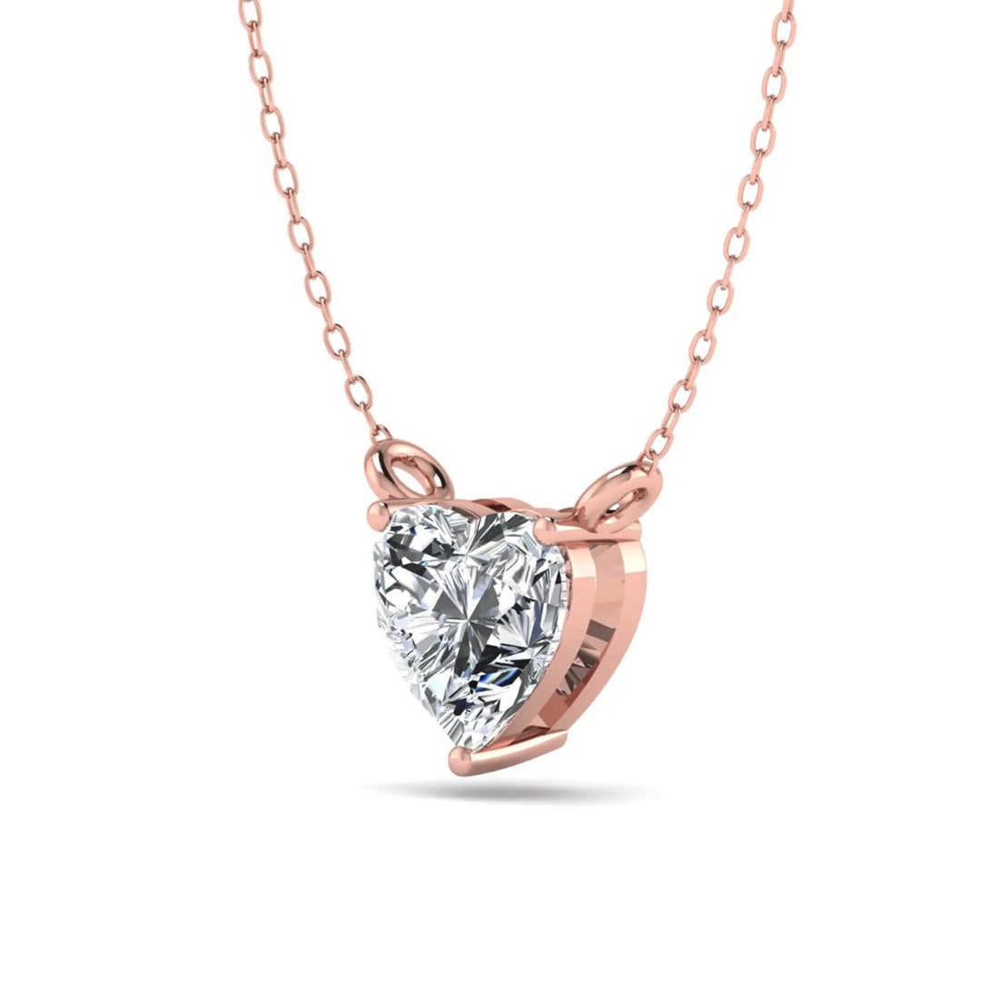 OctaPearl Heart Prong Set Lab Grown Diamond Solitaire Pendant Necklace