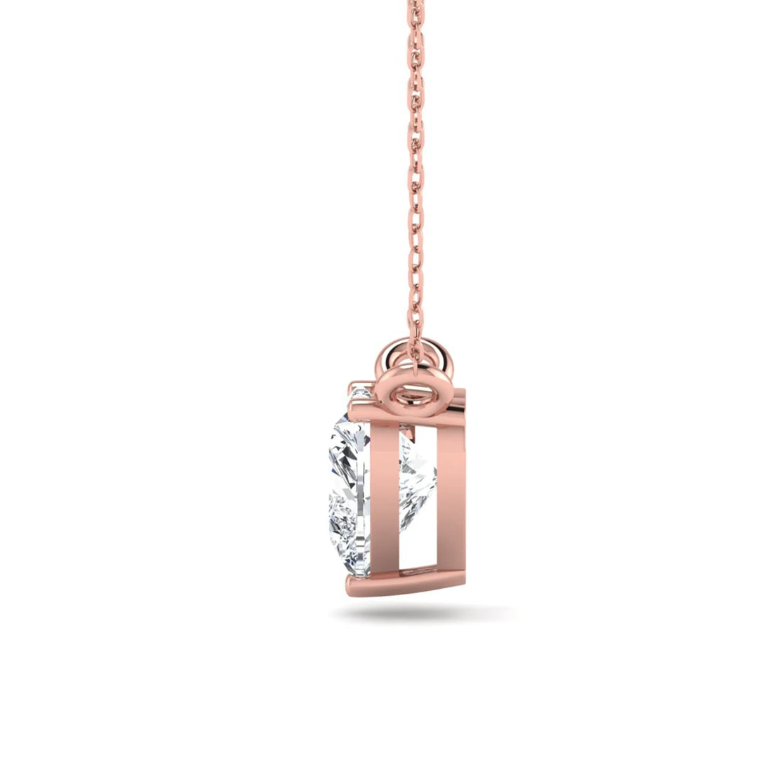 OctaPearl Heart Prong Set Lab Grown Diamond Solitaire Pendant Necklace