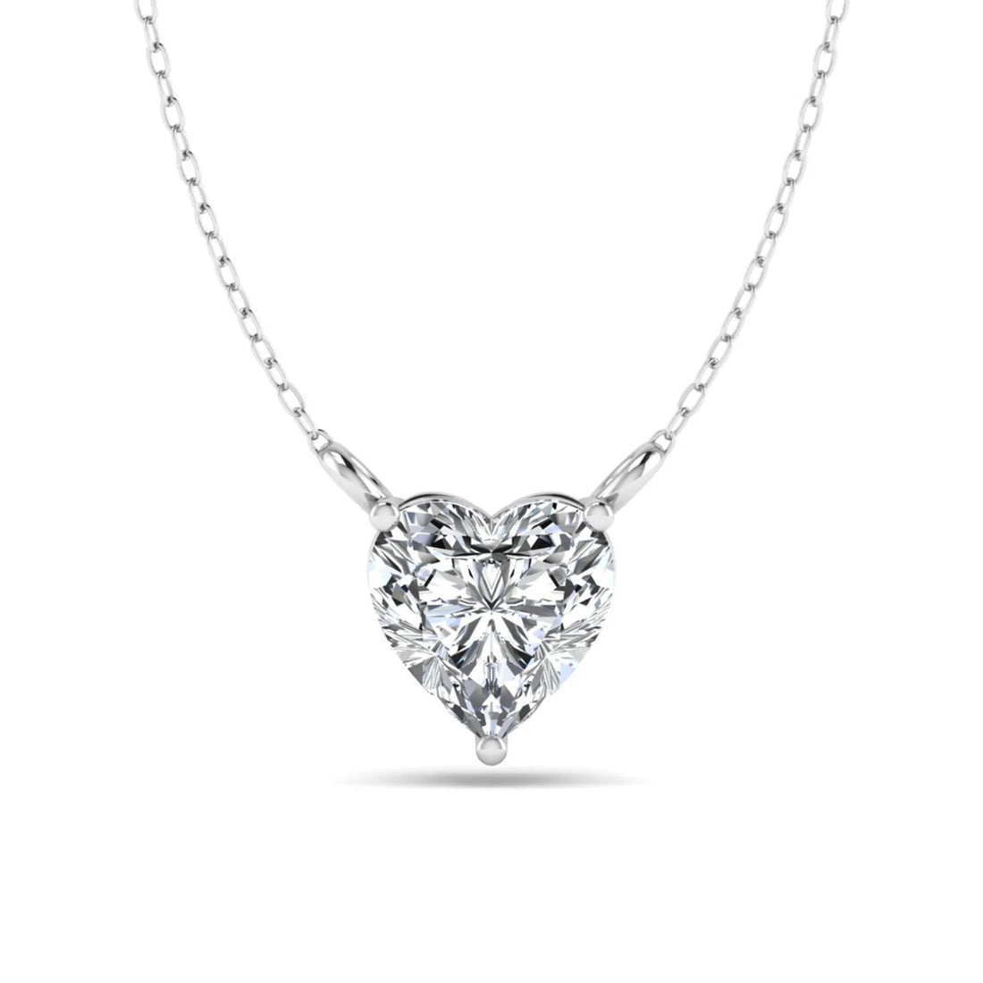 OctaPearl Heart Prong Set Lab Grown Diamond Solitaire Pendant Necklace