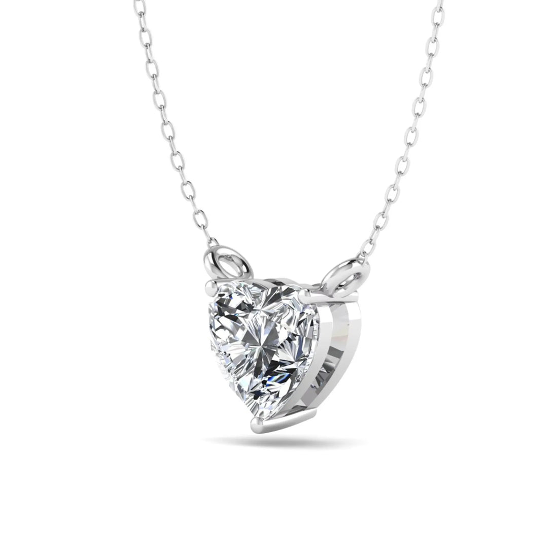 OctaPearl Heart Prong Set Lab Grown Diamond Solitaire Pendant Necklace