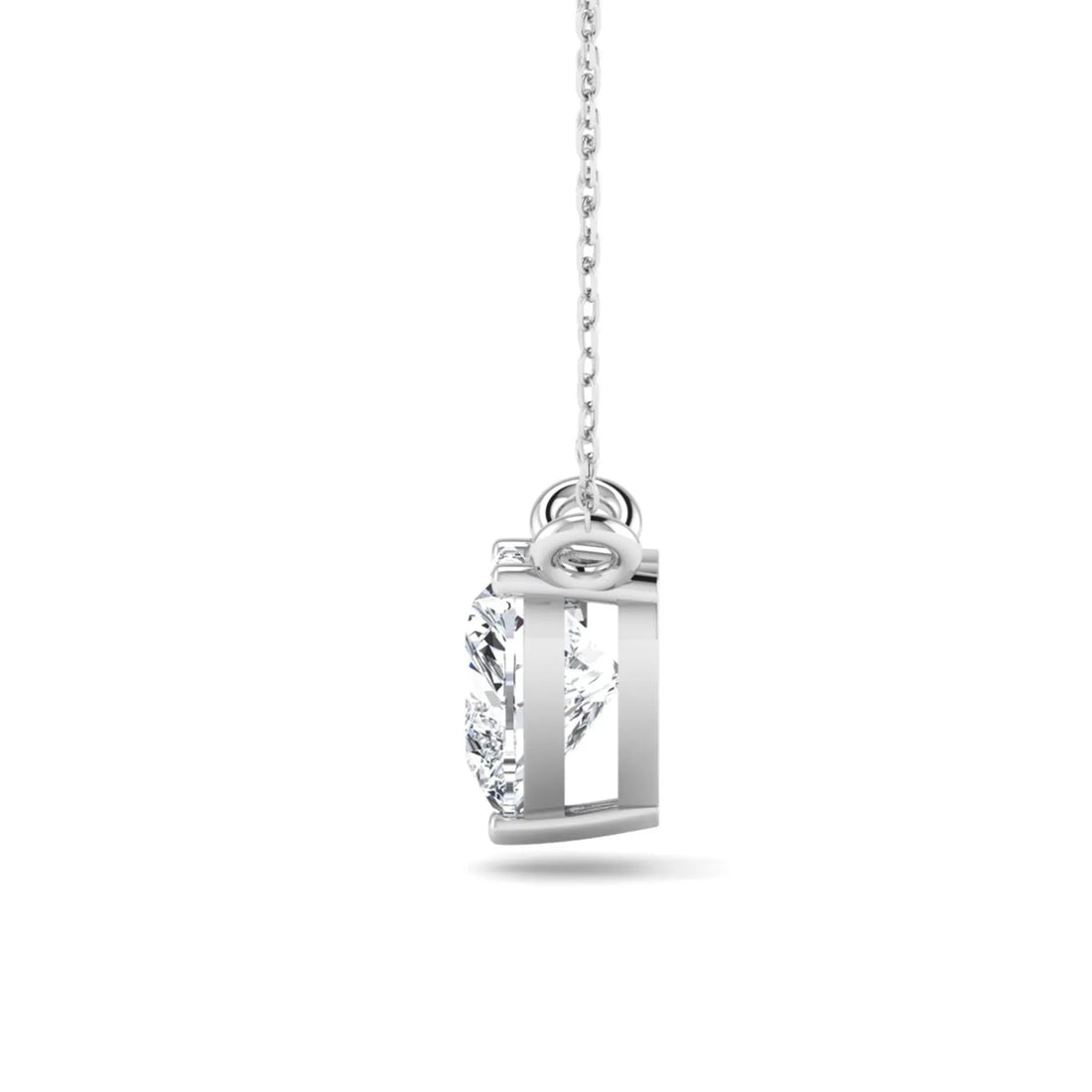 OctaPearl Heart Prong Set Lab Grown Diamond Solitaire Pendant Necklace