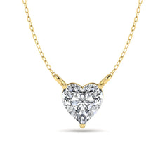 OctaPearl Heart Prong Set Lab Grown Diamond Solitaire Pendant Necklace