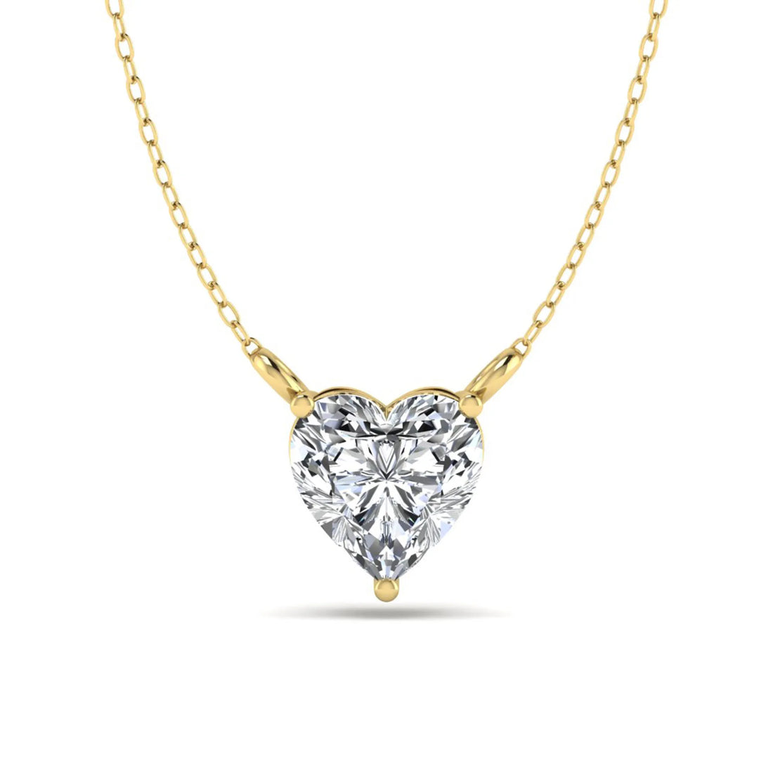 OctaPearl Heart Prong Set Lab Grown Diamond Solitaire Pendant Necklace