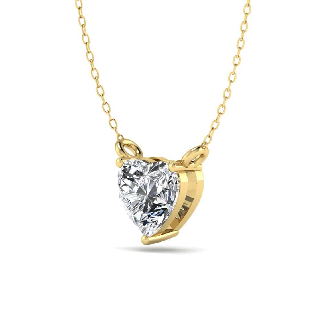 OctaPearl Heart Prong Set Lab Grown Diamond Solitaire Pendant Necklace