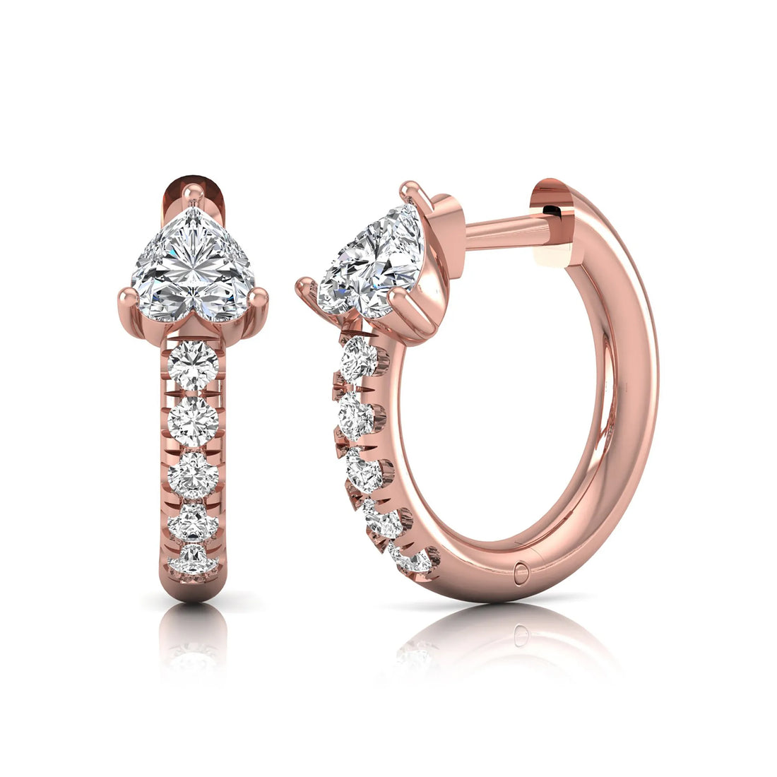 OctaPearl Heart Pavé Lab Grown Diamond Huggie Hoop Earrings