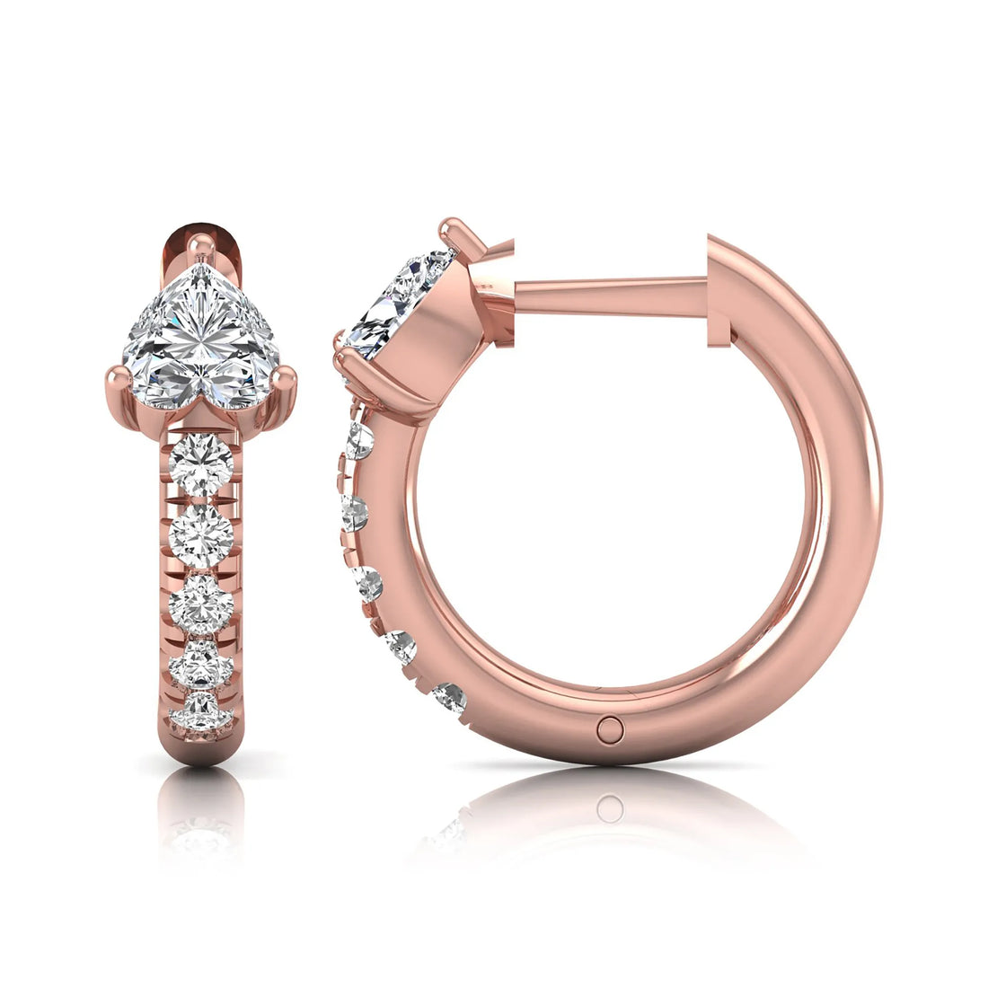 OctaPearl Heart Pavé Lab Grown Diamond Huggie Hoop Earrings