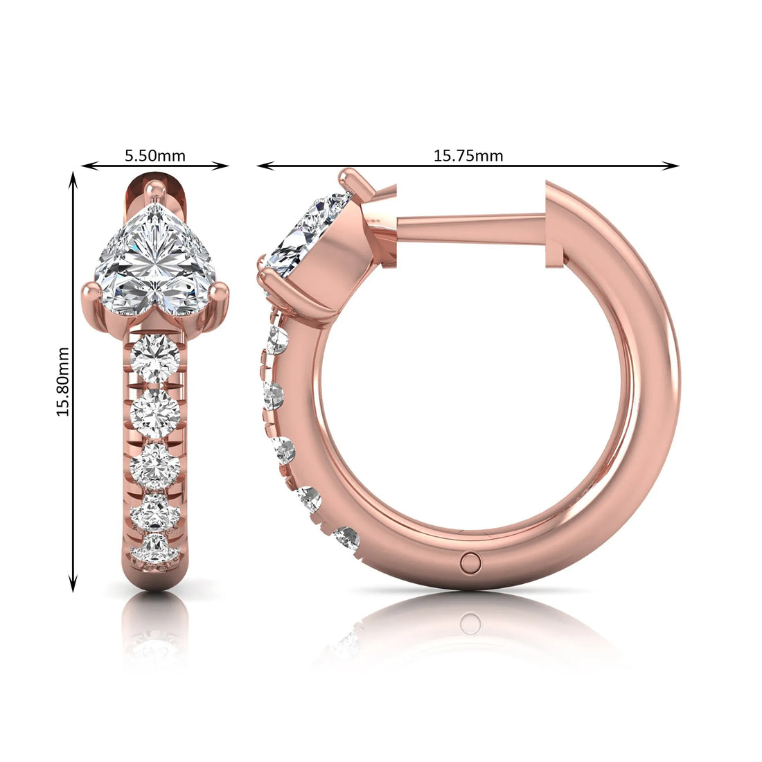 OctaPearl Heart Pavé Lab Grown Diamond Huggie Hoop Earrings