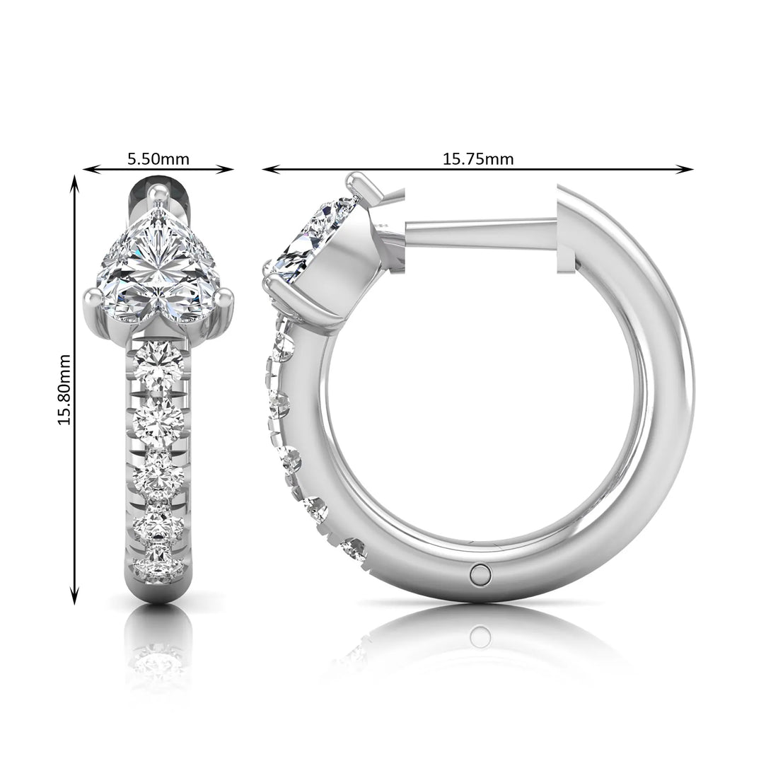 OctaPearl Heart Pavé Lab Grown Diamond Huggie Hoop Earrings