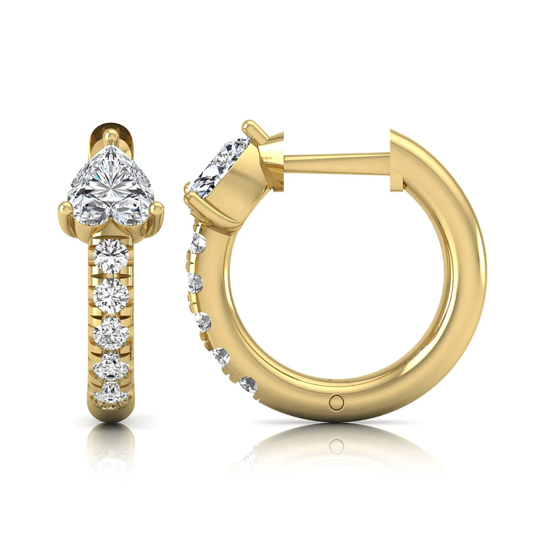 OctaPearl Heart Pavé Lab Grown Diamond Huggie Hoop Earrings
