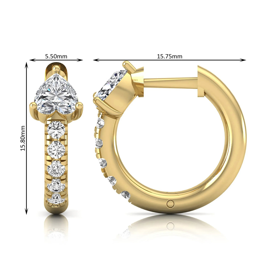 OctaPearl Heart Pavé Lab Grown Diamond Huggie Hoop Earrings