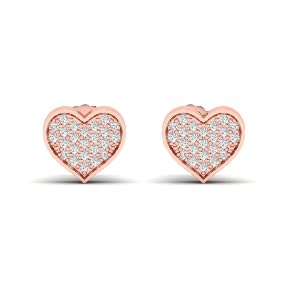 OctaPearl Heart Pavé Round Lab Grown Diamond Stud Earrings