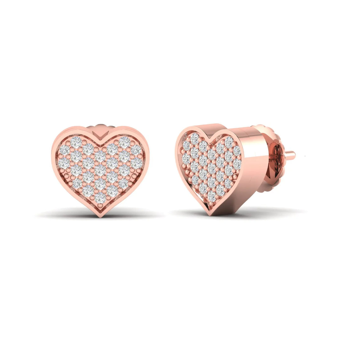 OctaPearl Heart Pavé Round Lab Grown Diamond Stud Earrings