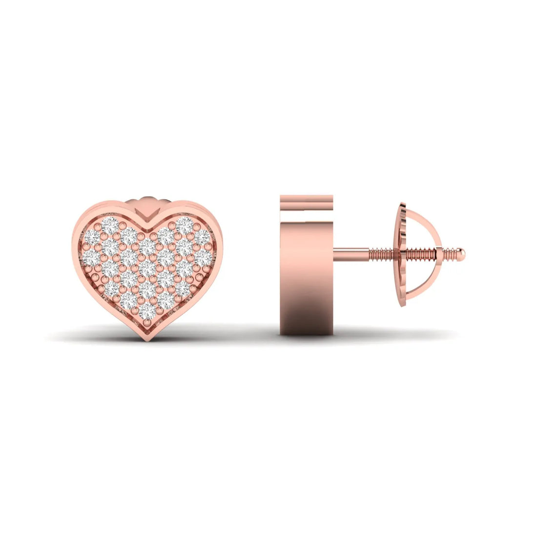 OctaPearl Heart Pavé Round Lab Grown Diamond Stud Earrings