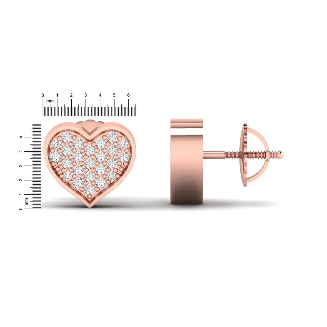OctaPearl Heart Pavé Round Lab Grown Diamond Stud Earrings
