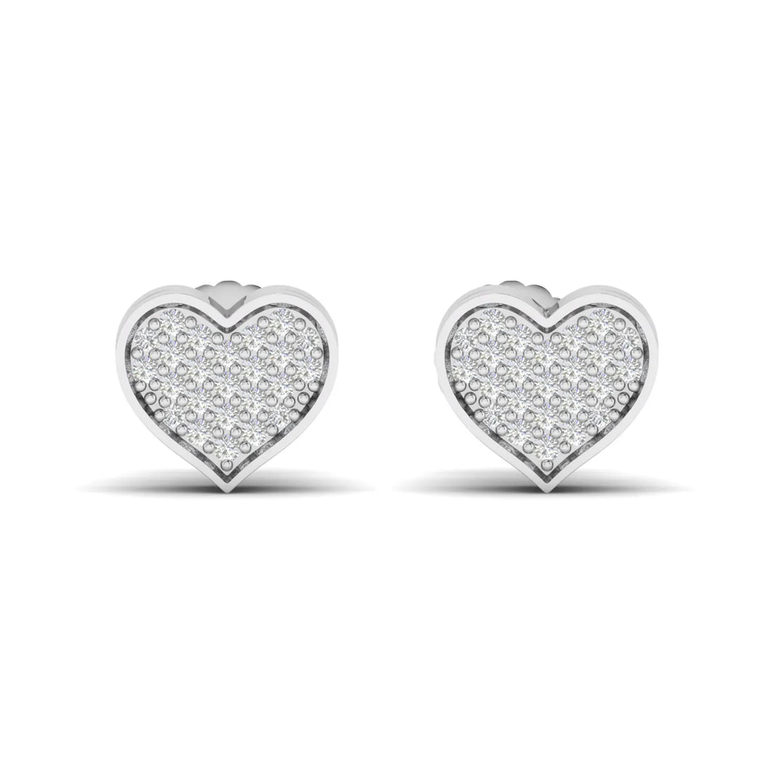 OctaPearl Heart Pavé Round Lab Grown Diamond Stud Earrings