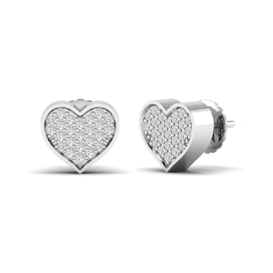 OctaPearl Heart Pavé Round Lab Grown Diamond Stud Earrings