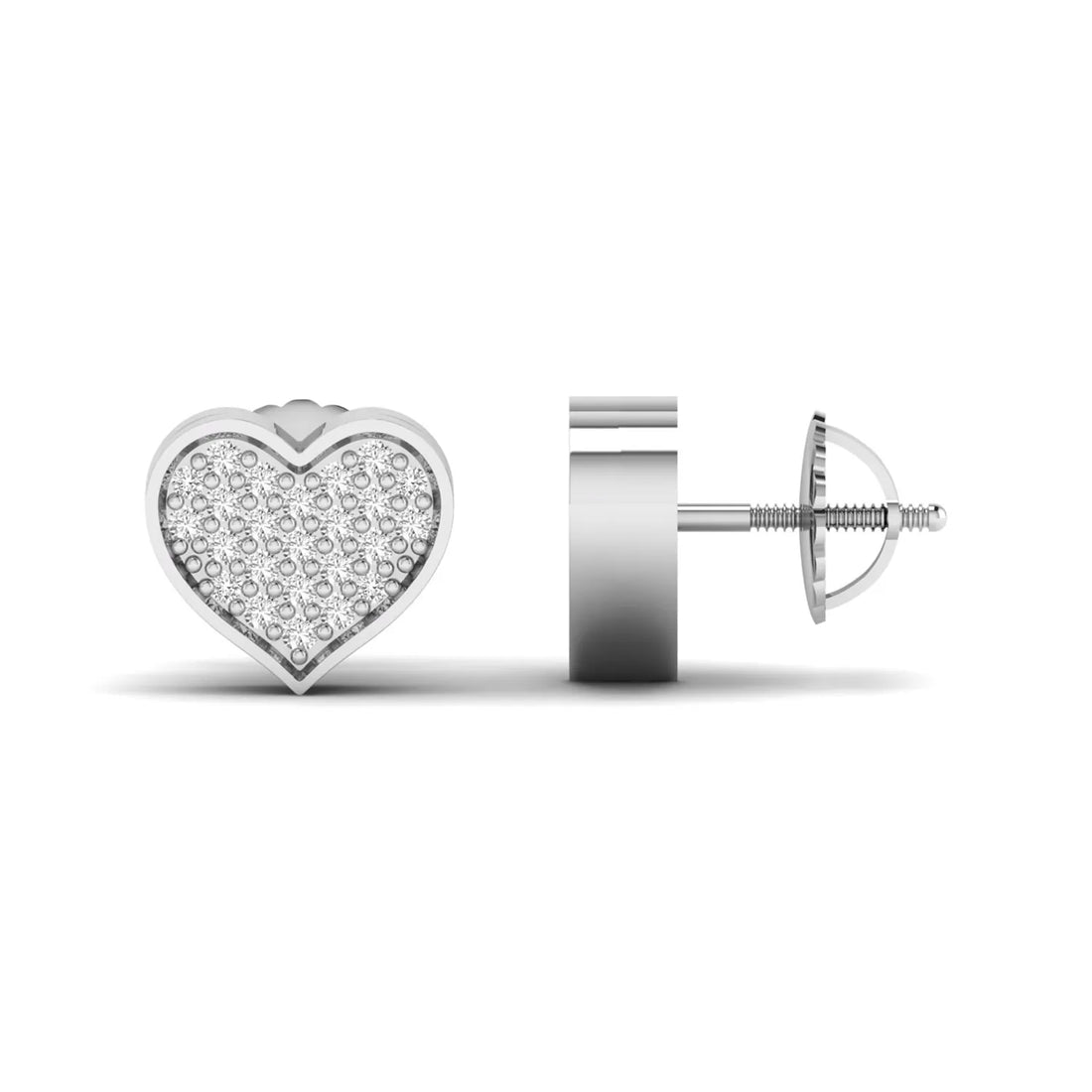 OctaPearl Heart Pavé Round Lab Grown Diamond Stud Earrings