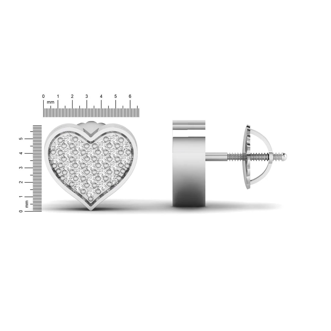 OctaPearl Heart Pavé Round Lab Grown Diamond Stud Earrings