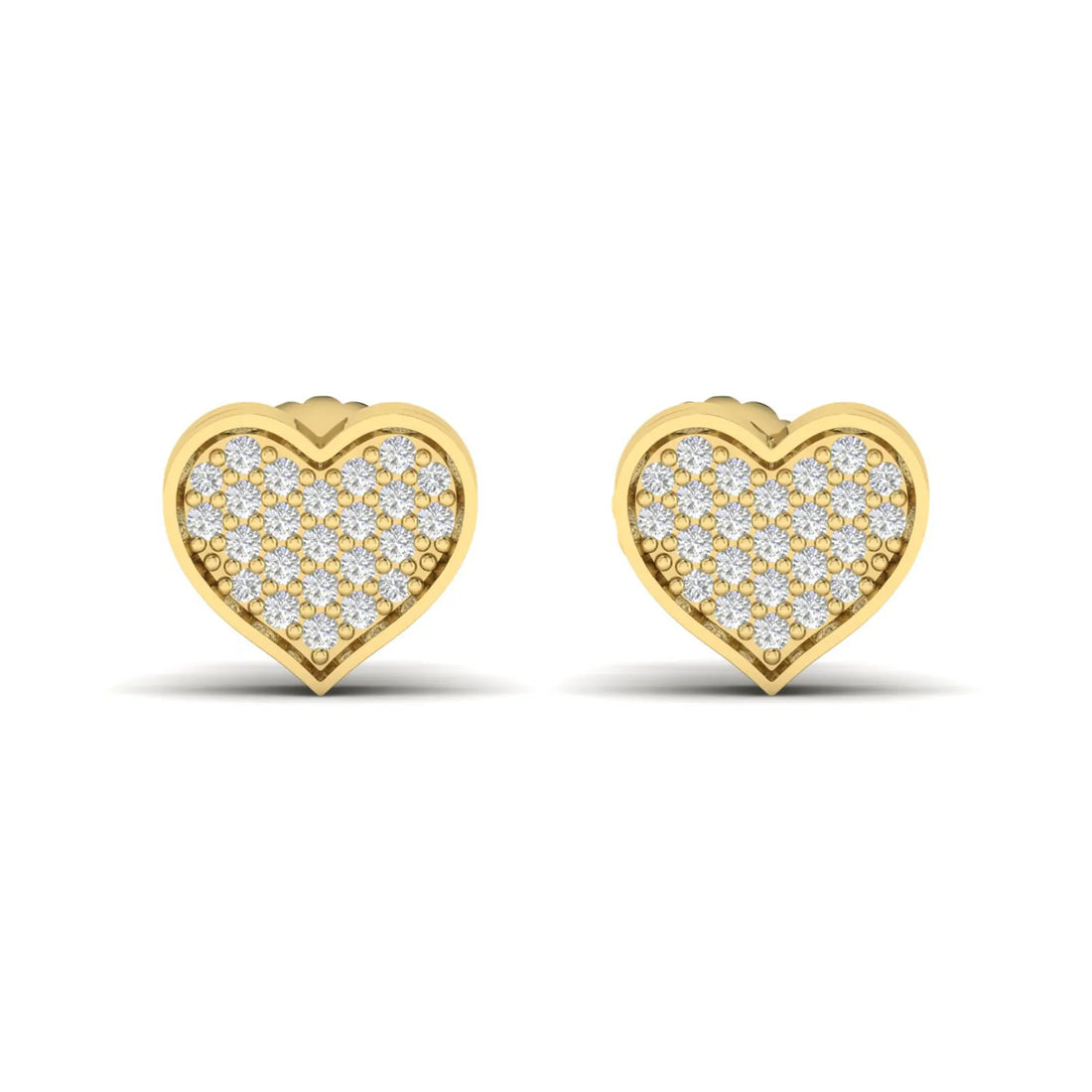 OctaPearl Heart Pavé Round Lab Grown Diamond Stud Earrings