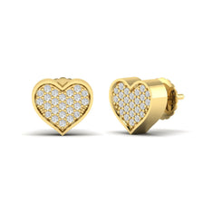 OctaPearl Heart Pavé Round Lab Grown Diamond Stud Earrings