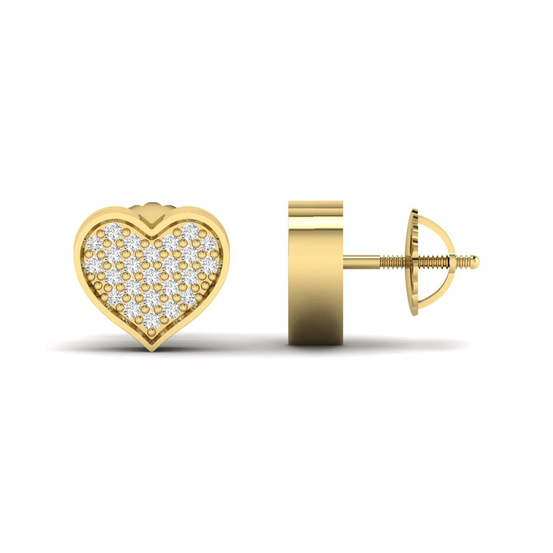 OctaPearl Heart Pavé Round Lab Grown Diamond Stud Earrings