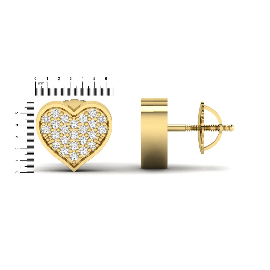 OctaPearl Heart Pavé Round Lab Grown Diamond Stud Earrings
