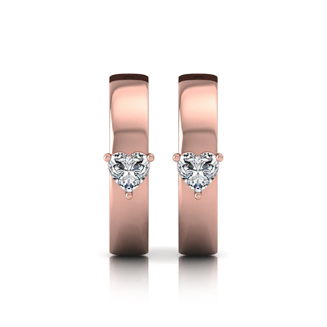 OctaPearl Heart Prong Set Lab Grown Diamond Huggie Hoop Earrings