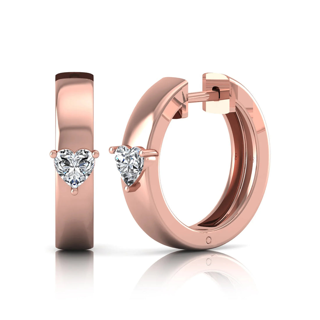 OctaPearl Heart Prong Set Lab Grown Diamond Huggie Hoop Earrings