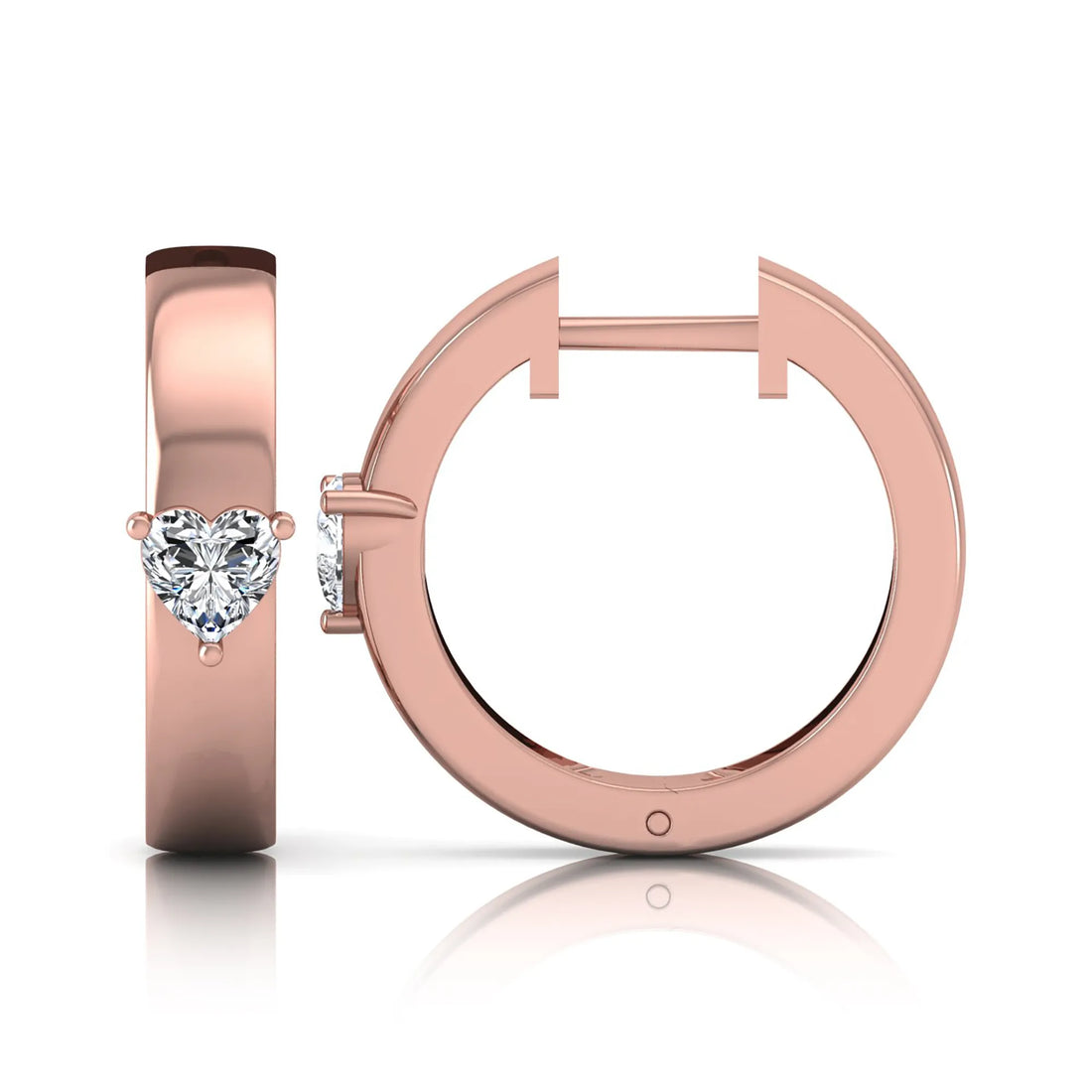 OctaPearl Heart Prong Set Lab Grown Diamond Huggie Hoop Earrings